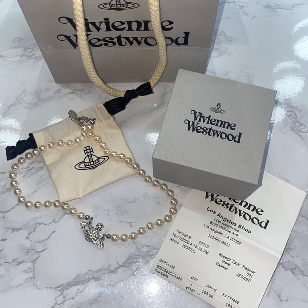 VIVIENNE WESTWOOD MINI BAS RELIEF CHOKER PEARL